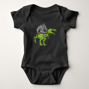 Bigfoot Sasquatch Riding Dinosaur T rex Romper