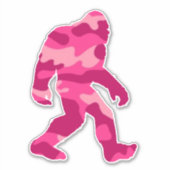 Bigfoot Sasquatch Roze Camo Sticker (Voorkant)