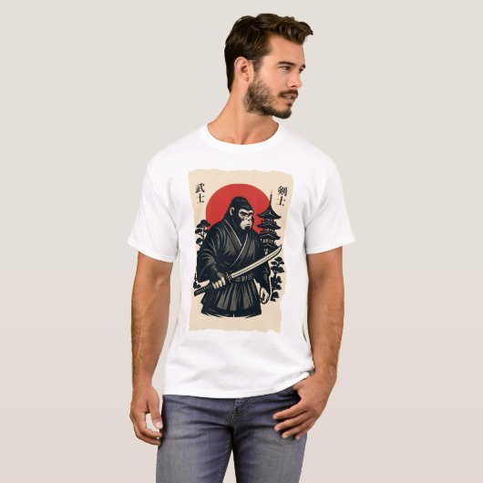 Bigfoot Sasquatch Samurai Katana T-shirt (Voorkant volledig)