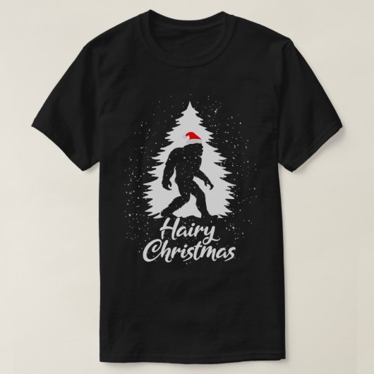 Bigfoot Sasquatch Santa Hat Hairy Kerstmis Pajama T-shirt (Design voorkant)