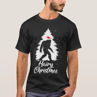 Bigfoot Sasquatch Santa Hat Hairy Kerstmis Pajama T-shirt