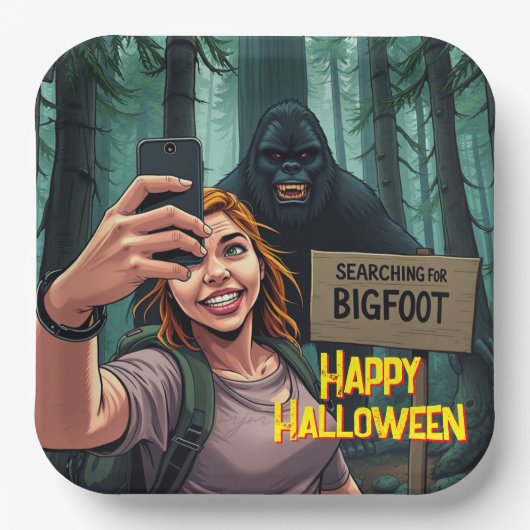 Bigfoot Sasquatch Selfie Papieren Bordje (Voorkant)