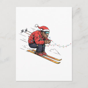 Bigfoot Sasquatch Skiën Kerstmis Ijs Skiën Feestdagenkaart