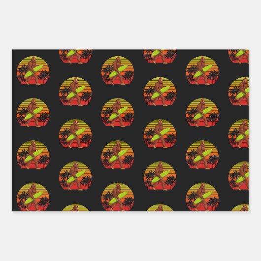 Bigfoot Sasquatch Surfer Man Surf Board Inpakpapier Vel (Voorkant)