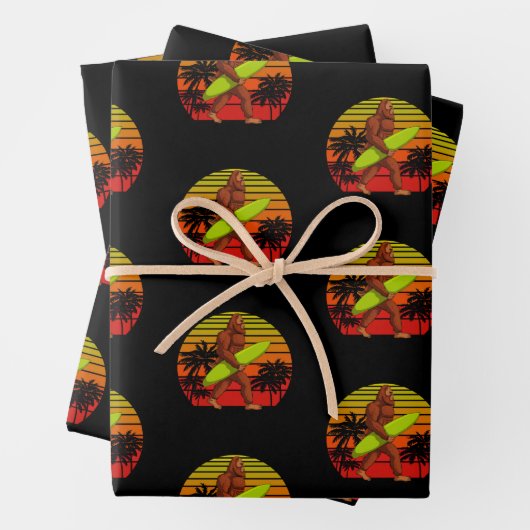 Bigfoot Sasquatch Surfer Man Surf Board Inpakpapier Vel (In situ)