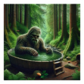 Bigfoot Sasquatch Taking a Bath in the Woods Perfect Poster (Voorkant)