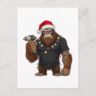 Bigfoot Sasquatch Tattoo-artiest Kerstmis Feestdagenkaart