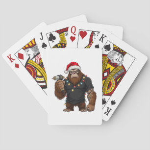 Bigfoot Sasquatch Tattoo-artiest Kerstmis   Pokerkaarten