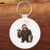 Bigfoot Sasquatch Tattoo-artiest Kerstmis Sleutelhanger (Voorkant)