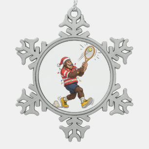 Bigfoot Sasquatch Tennis Kerstmis 2026 Vakantie Tin Sneeuwvlok Ornament