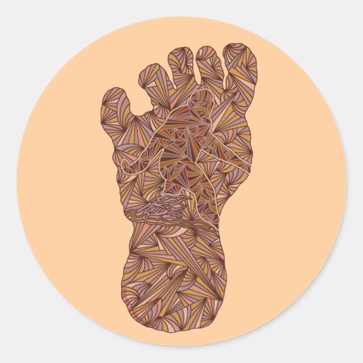 Bigfoot Sasquatch Track Squatchy artwork Ontwerp Ronde Sticker (Voorkant)