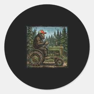 Bigfoot sasquatch tractor grappige boerderij boer  ronde sticker