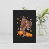 Bigfoot Sasquatch Turkey Pumpkin Happy Thanksgivin Kaart (Staand voorkant)