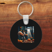 Bigfoot Sasquatch Turkey Ufos Funny Thanksgiving D Sleutelhanger (Voorkant)