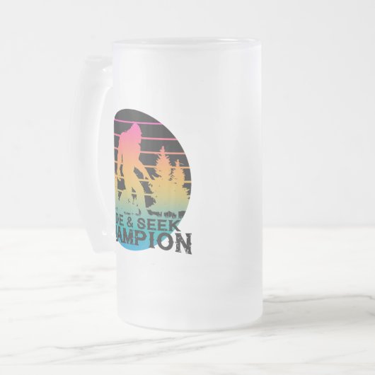 Bigfoot Sasquatch Verbergen & zoeken Kampioen Matglas Bierpul (Voorkant links)