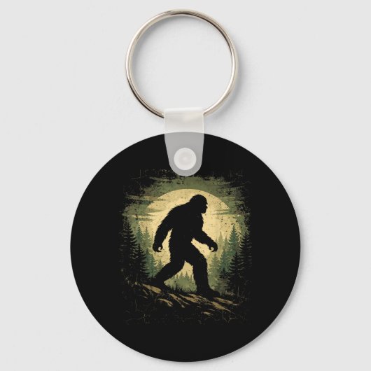 Bigfoot Sasquatch Vintage Bos Cryptid Geloverde Sleutelhanger (Voorkant)