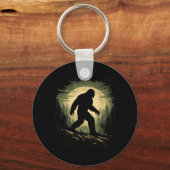 Bigfoot Sasquatch Vintage Bos Cryptid Geloverde Sleutelhanger (Voorkant)