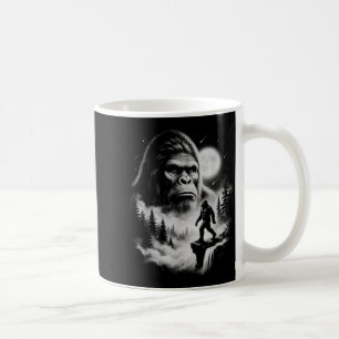 Bigfoot Sasquatch Vintage Huilend naar Maan Bos Koffiemok