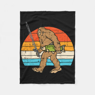 Bigfoot Sasquatch Vissen Retro Visser Mannen Vrouw Fleece Deken
