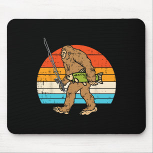 Bigfoot Sasquatch Vissen Retro Visser Mannen Vrouw Muismat