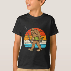 Bigfoot Sasquatch Vissen Retro Visser Mannen Vrouw T-shirt