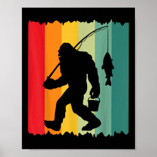 Bigfoot Sasquatch Visser Vissen Vintage Vader T-Sh Poster
