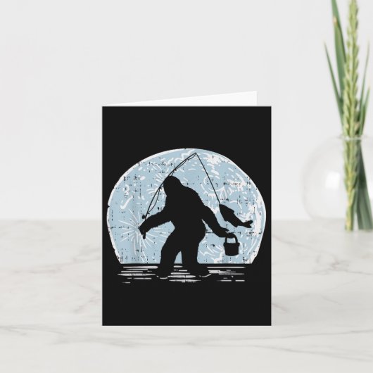 Bigfoot Sasquatch Vist Moon Funny Fisherman Ang Kaart (Voorkant)