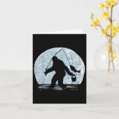 Bigfoot Sasquatch Vist Moon Funny Fisherman Ang Kaart (Gele Bloem)