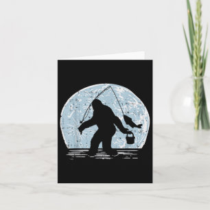 Bigfoot Sasquatch Vist Moon Funny Fisherman Ang Kaart