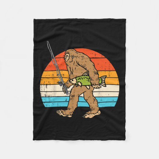 Bigfoot Sasquatch Vist Retro Visser Mannen Vrouwen Fleece Deken (Voorkant)