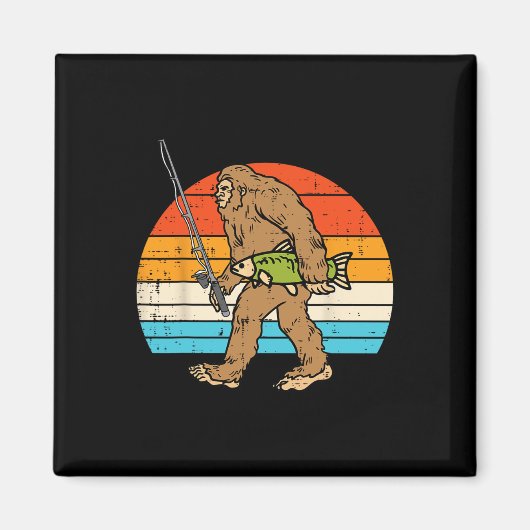 Bigfoot Sasquatch Vist Retro Visser Mannen Vrouwen Magneet (Voorkant)