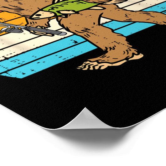 Bigfoot Sasquatch Vist Retro Visser Mannen Vrouwen Poster (Hoek)