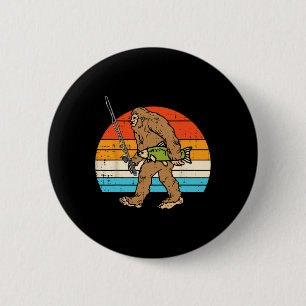 Bigfoot Sasquatch Vist Retro Visser Mannen Vrouwen Ronde Button 5,7 Cm