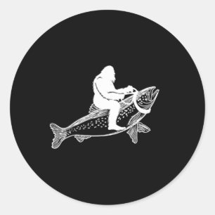 Bigfoot Sasquatch Vliegende Vliegende Forel Visser Ronde Sticker