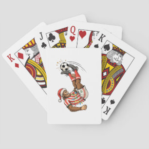 Bigfoot Sasquatch Voetbal Kerst Vakantie Sport Pokerkaarten