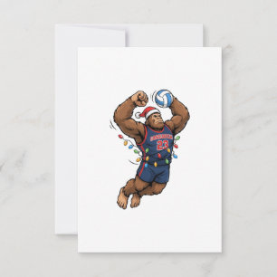 Bigfoot Sasquatch Volleybal Kerst Sport Bedankkaart