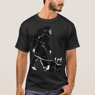 Bigfoot Sasquatch Walking Pug for Hondenliefhebber T-shirt