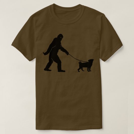 Bigfoot Sasquatch Walking Pug for Hondenliefhebber T-shirt (Design voorkant)