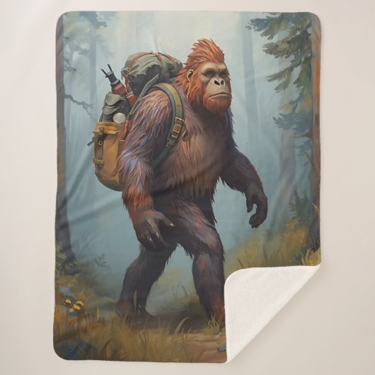 Bigfoot Sasquatch wandelende Sherpa deken (Voorkant)