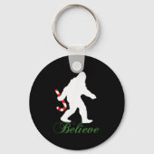 Bigfoot Sasquatch Yeti Believe Candy Cane Christma Sleutelhanger (Voorkant)
