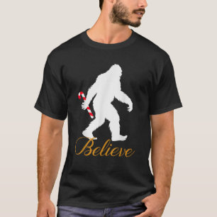 Bigfoot Sasquatch Yeti Geloof Candy Cane Kerstmis T-shirt
