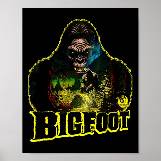 Bigfoot Scary Camping Forest Woods Sasquatch Tent Poster (Voorkant)