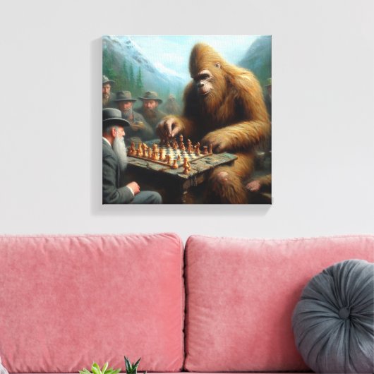 Bigfoot schaken canvas afdruk (Insitu (Woonkamer))