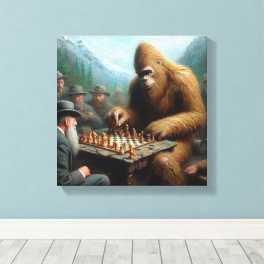 Bigfoot schaken canvas afdruk (Insitu (Houten vloer))