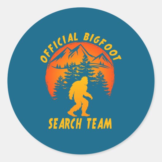 Bigfoot Search Team Sasquatch Yeti Funny Ronde Sticker (Voorkant)