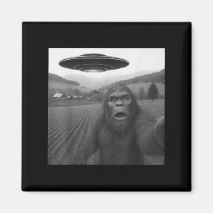 Bigfoot-selfie met buitenaardse UFO-grappige gesch Magneet