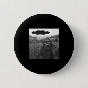 Bigfoot-selfie met buitenaardse UFO-grappige gesch Ronde Button 5,7 Cm