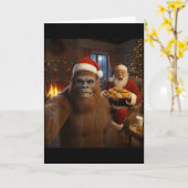 Bigfoot Selfie Met Sinterklaas Grappige Kerst Mis Kaart (Gele Bloem)