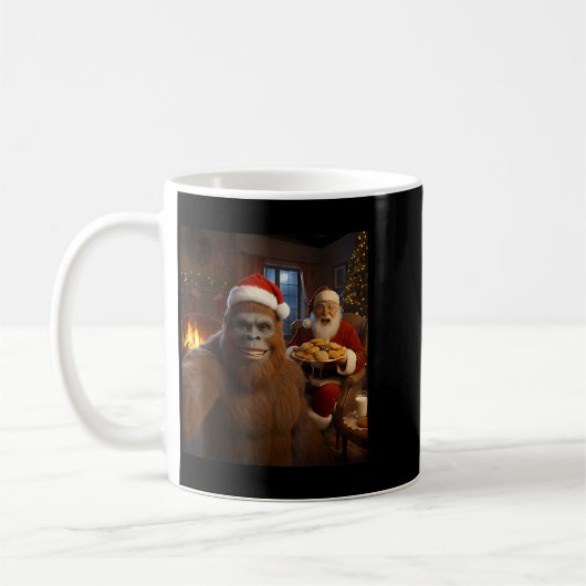 Bigfoot Selfie With Santa Claus Funny Christmas Me Koffiemok (Links)