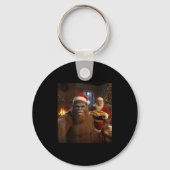 Bigfoot Selfie With Santa Claus Funny Christmas Me Sleutelhanger (Voorkant)